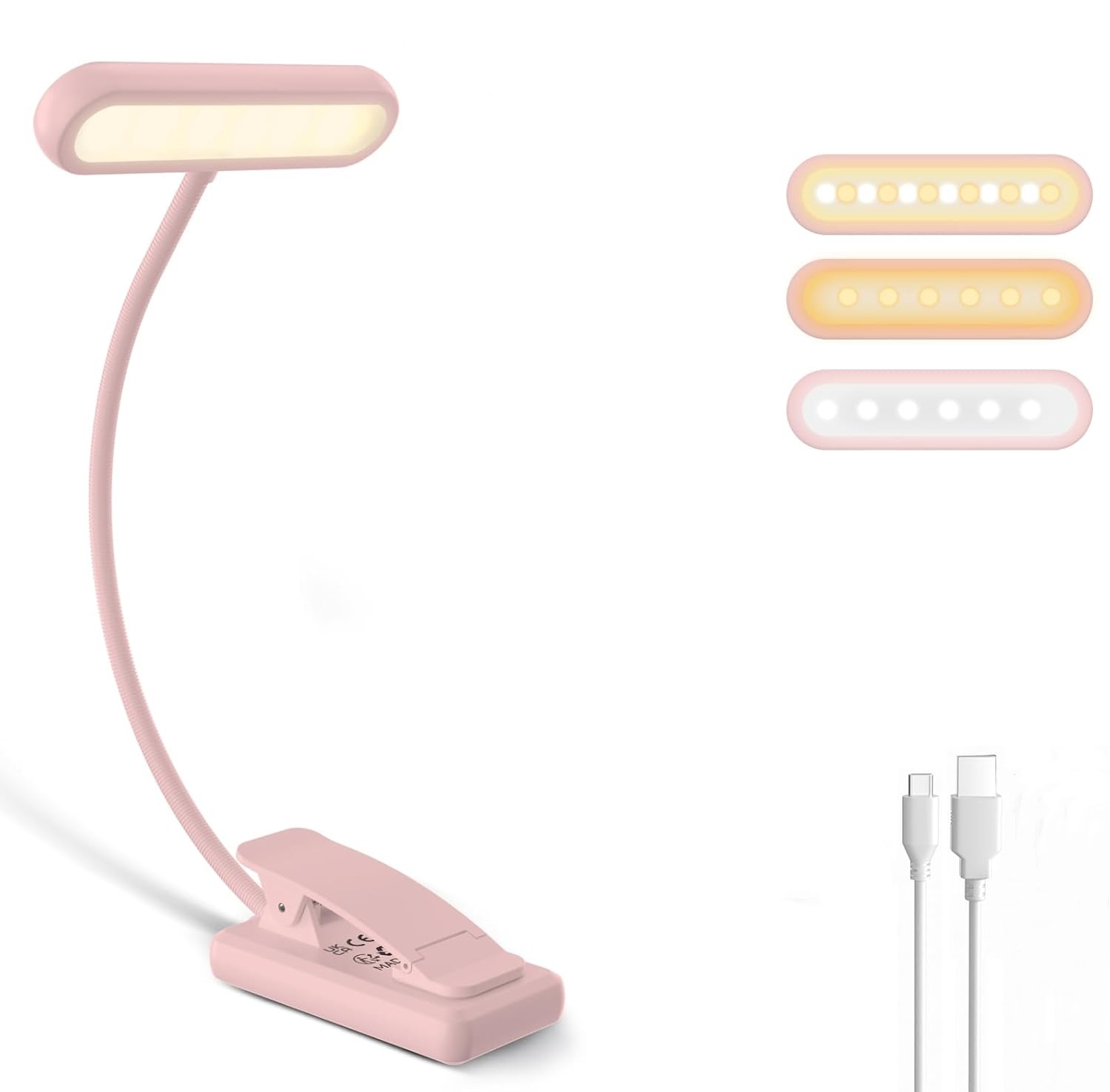 Books - Okuma Lambası Kitap Kelepçesi Siyah/Beyaz/Pembe USB