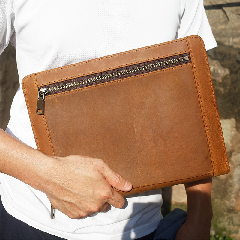 İnek Derisi Fermuarlı Portföy  - Vintage Leather Journal Notebook incelemesi ve fiyatı
